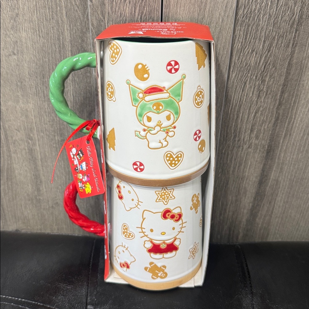 Blue Sky Clayworks Hello Kitty & Kuromi Christmas 2 Piece Coffee Mug Mugs Set